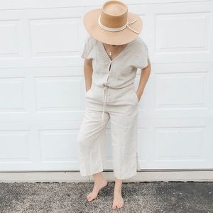 Anthro Cloth & Stone Linen Wide Leg Jumpsuit